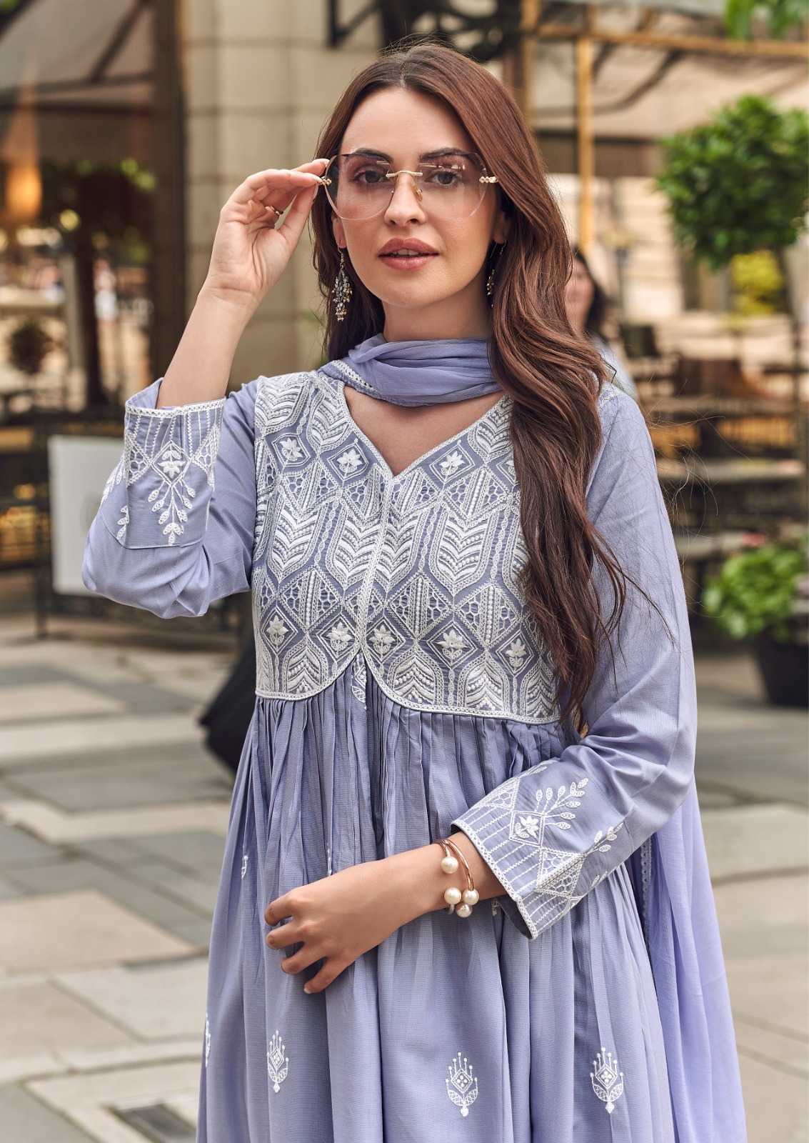 Rayon  Embroidery Anarkali Suit